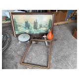 VINTAGE LIGHTS, FRAME AND LARGE FRAMED PRINT