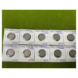 (10) EARLY JEFFERSON NICKELS 1939-1957D SEE PIC