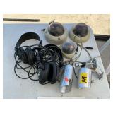 SECURITY CAMERAS & 2 HEADSETS
