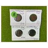 (4) EARLY INDIAN HEAD CENTS 1879, 1881, 1882