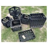 (5) PLASTIC MILK CRATES, (8) COKE CRATES