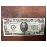 U.S $20 FEDERAL RESERVE 1934D  NOTE GREEN SEAL UNC