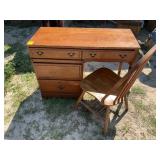 WOOD DESK & CHAIR-SEE DESCRIPTION