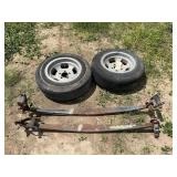(2) ALUMINIUM TRAILER WHEELS, TRAILER SPRINGS