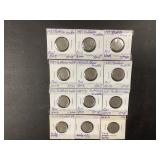 (12) BUFFALO NICKELS  DATES ON PIC