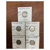 (5) MERCURY DIMES