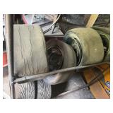 TIRE RACK WITH RACE CAR TIRES