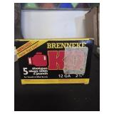 5 rounds of Brenneke 12 Gauge slugs