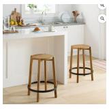 2 New Modern Wood Counter Stools 24"H