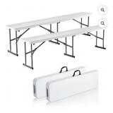 1 New Vevor Plastic Folding Bench