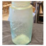 Blue ball jar with 43 on bottom