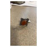 Red onyx German silver ring size 7