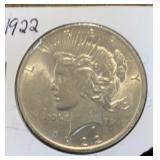 1922 silver peace dollar