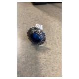 Blue sapphire German silver size 6 ring