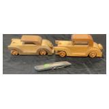 Two wooden cars