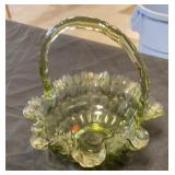 Ruffled Green glass basket