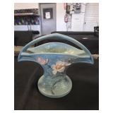 Vintage 1943 Roseville Magnolia blue basket vase
