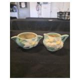 Vintage Roseville Clematis cream & sugar set