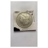 1880 Morgan silver dollar