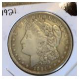 1921 Morgan silver dollar