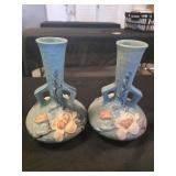 A pair of Vintage Roseville Magnolia blue 1943
