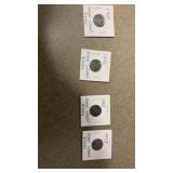 Four steel wheat pennies