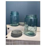 2 pint aqua blue ball jars. 1 1890 to 1910 1 1910