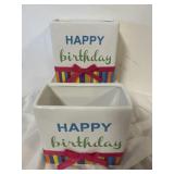 2 happy birthday Tele floral containers