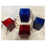 4 tell Flora cubed containers two blue two red 5