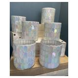 6 new iridescent, mosaic glass cylinders. Great