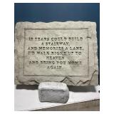 10ï¿½ by 71/2ï¿½ cement plaque on stand