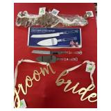 Cake knife set 3 bride,groom hanging decor