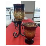 Mercury, glass hurricane candleholders