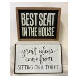 2 wood bathroom Plaques