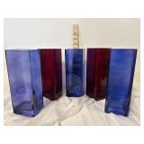 5 cubed Tele floral containers three blue two