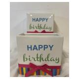 2 happy birthday Tele floral containers