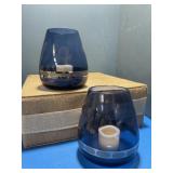2 FYD blue vases with silver accents & timer