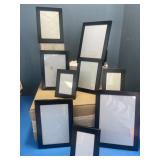 9 metal black frames assorted sizes.