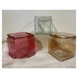 3 assorted color cubed containers 5 inches high 4