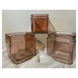 3 assorted pink cubes, 5 inches tall 4 x 4 square