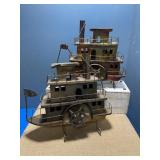 Vintage metal copper steamboat  music boxes.