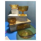 Amber bowls #1 vintage Vereco France serving bowl