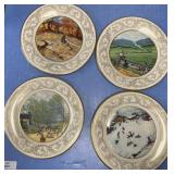 4 Norman Rockwell Landscape Plates.  Gold trimmed