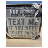 Wooden box picture and towel set.