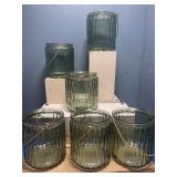 Green glass design cylinders,  new