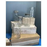1 Kerr qt jar 4 Ball jars 1 pr 2 wide mouth 3