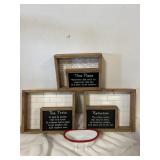 Bathroom wall hanging plaques.