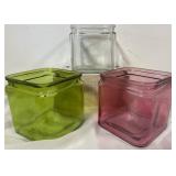 3 assorted collar cubed containers