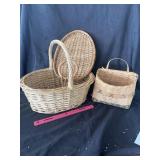 Willow basket and 2wicker wall hangers
