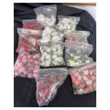 11 silk flower heads for corsages and